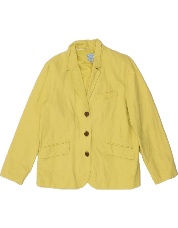 Women's Coats with Fur Trimmed CollarJOULES Womens 3 Button Blazer Jacket UK 16 Large  Yellow Cotton