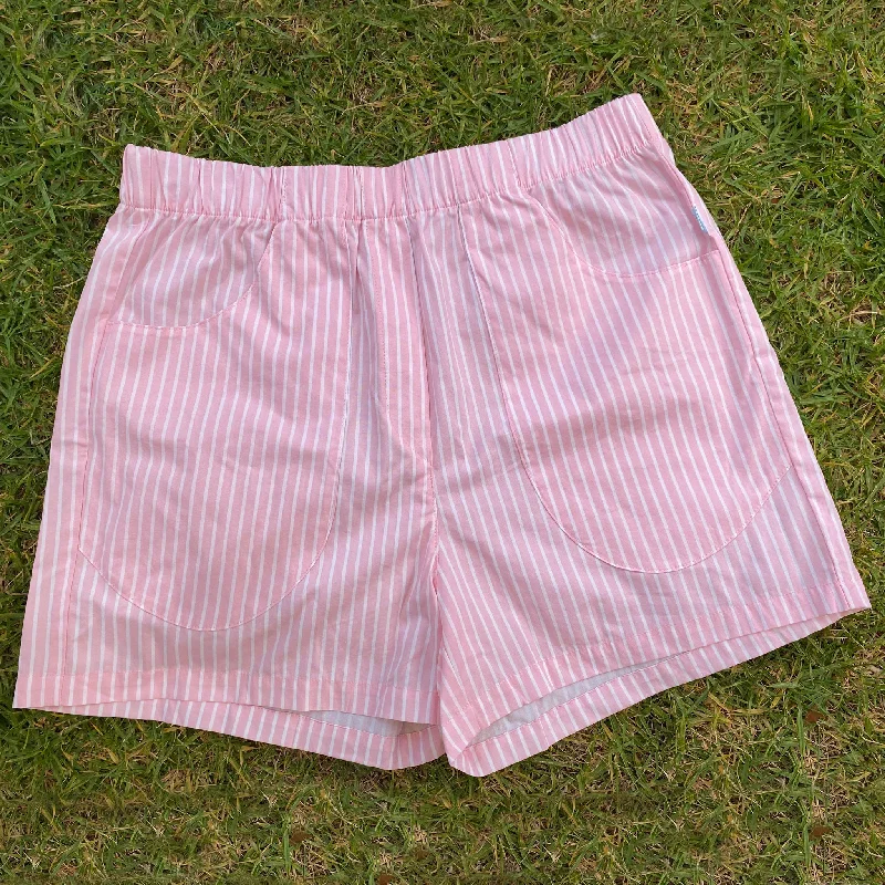 women's pajamas in pastel colorsMoeraki Shorties - Pink and White Stripe