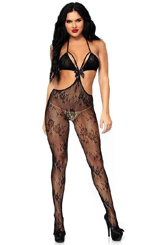 lace-up corset shapewear for waist trainingCut Out Lace Bodystocking