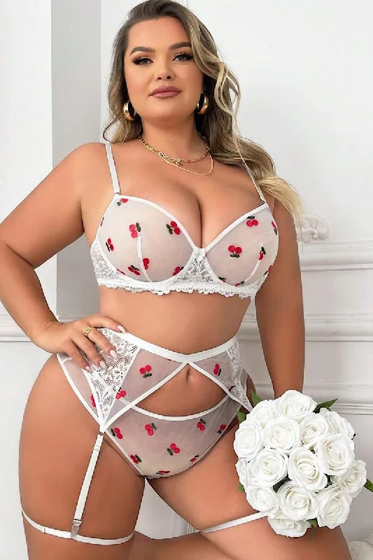 plus-size underwire bra with wide underbandCherry set