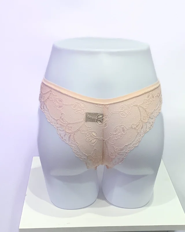 stretchable satin hipster panties with a lace trim and sheer overlay for a luxurious and seductive appealRed Carpet Ready Tangas