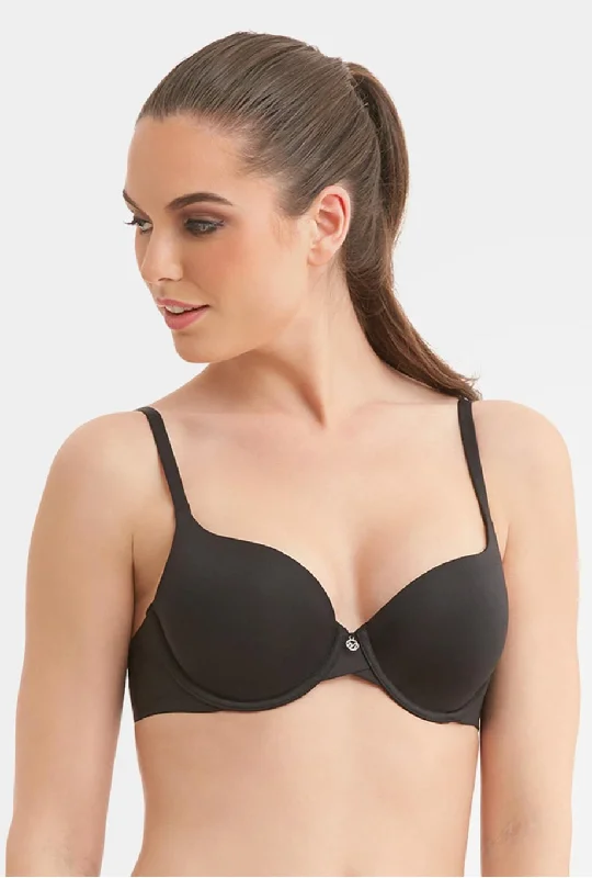 backless bra with invisible strapsPure Demi Cup T-Shirt Bra (Black)