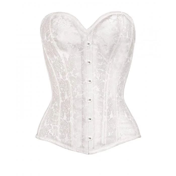 high-waisted shapewear with silicone strips for gripCristiano Instant Shape White Brocade Overbust