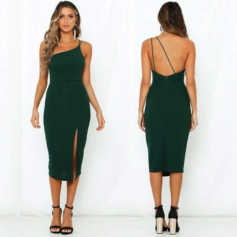 Women's Turtleneck DressesFashionSierra - Women Sleeveless Split Bodycon Dress