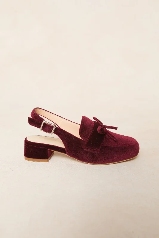 Women's Shirt Collar DressesMini Ivy Bow Loafer in Wine - FINAL SALE