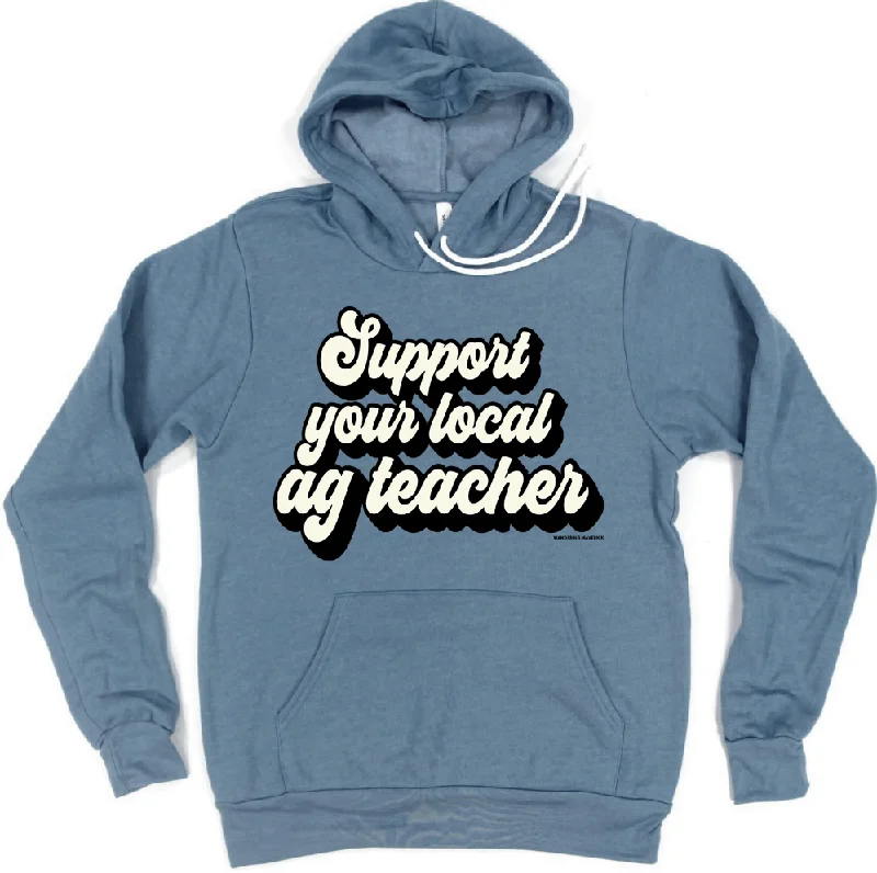 Women's Hooded Sweatshirts with Floral LiningRetro Support Your Local Ag Teacher Black Hoodie (S-3XL) Unisex - Multiple Colors!