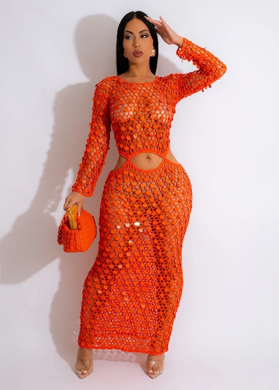 Women's Jumpsuits with HoodMother Of Pearl Crochet Cover Up Orange