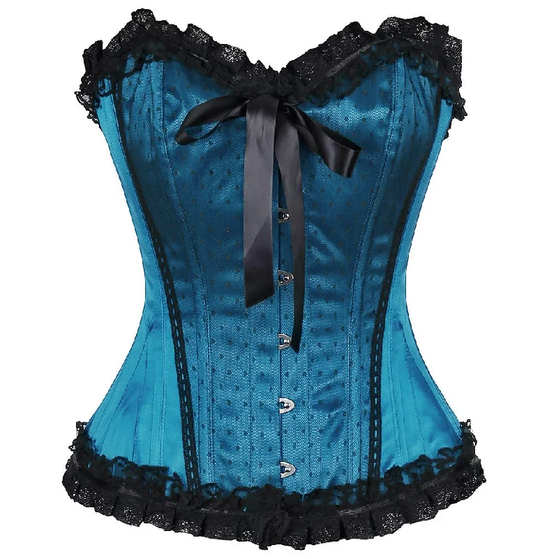 lightweight body suit for layering under clothesReggie Satin Lace Overlay Burlesque Corset