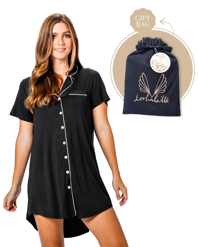 women's pajamas for those who love comfortBamboo SS Night Shirt Gift Bag Black