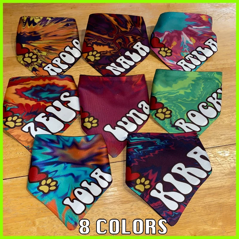 seamless yoga pants underwear for womenDog Bandana Custom Name Tie-Dye Design With Button 8 colors