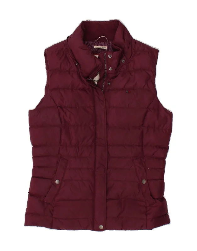 Women's Coats with HoodTOMMY HILFIGER Womens Padded Gilet UK 12 Medium Maroon Polyester