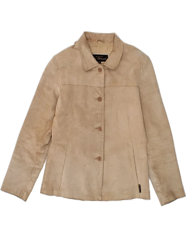 Women's Down CoatsBEN SHERMAN Womens Suede Jacket UK 10 Small Beige Leather