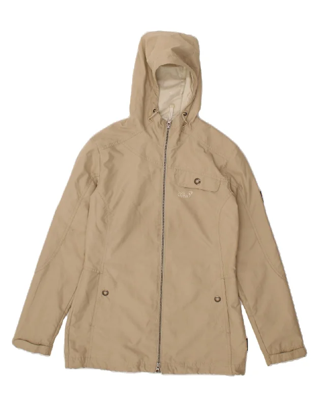 Women's Coats with HoodJACK WOLFSKIN Womens Hooded Rain Jacket UK 10 Small  Beige Polyester