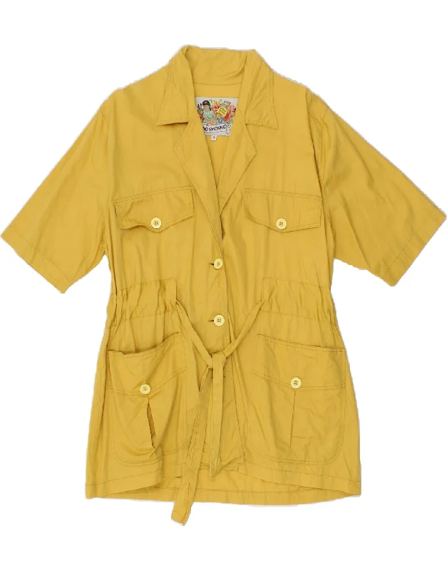 Women's Coats with Fur Trimmed HoodVINTAGE Womens 3 Button Short Sleeve Utility Jacket UK 10 Small Yellow