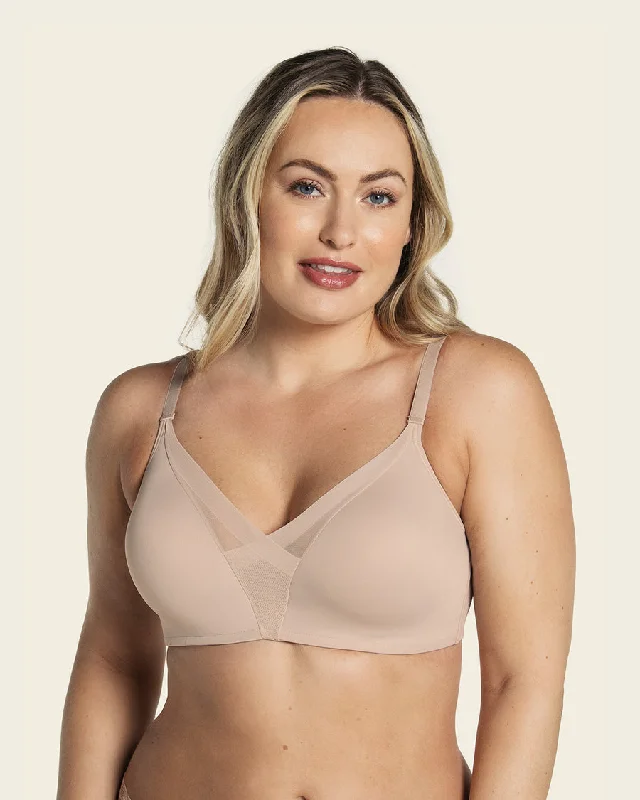 plus-size underwire bra with wide underbandWireless Push Up Bra Beige