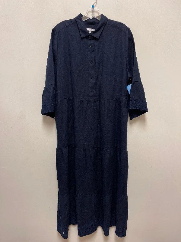 Women's Shawl Collar DressesDress Casual Maxi By Chicos In Navy, Size: Xl