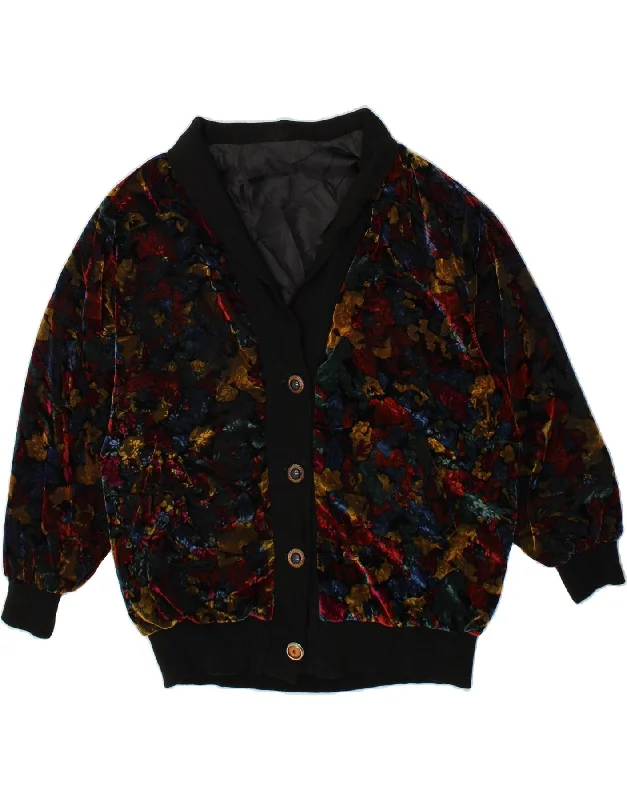 Women's Puffer CoatsVINTAGE Womens Velour Bomber Jacket UK 18 XL Multicoloured Floral