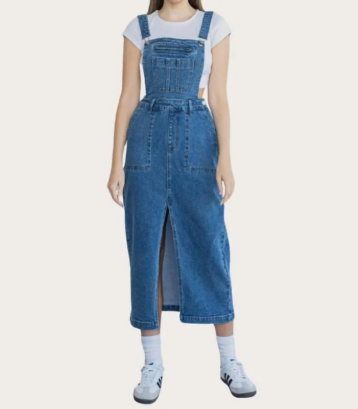 Women's Woven SkirtsDungaree Overall Skirt In Blue