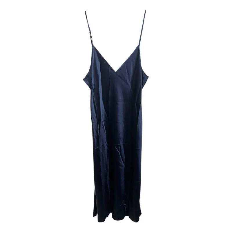 Women's Square Collar DressesSilk Slip Dress Casual Maxi By Quince In Navy, Size: L