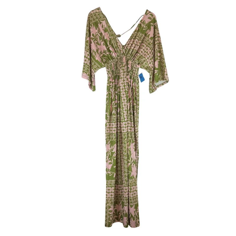 Women's Collarless DressesDress Casual Maxi By Cmf In Green & Pink, Size: S