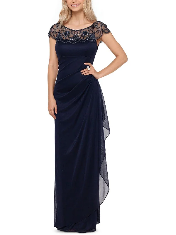 Women's Racerback DressesPetites Womens Embellished Long Evening Dress