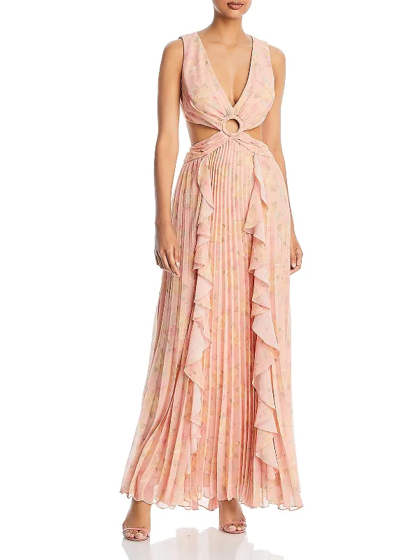 Women's Gathered DressesWomens Chiffon Cut-Out Evening Dress