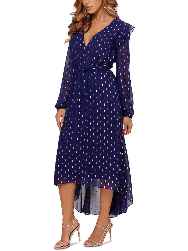 Women's Boat Collar DressesWomens Clip-Dot Asymmetric Fit & Flare Dress