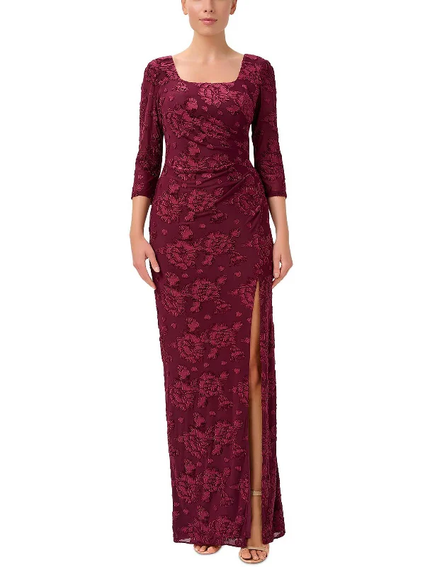 Women's Collarless DressesWomens Velvet Burnout Evening Dress