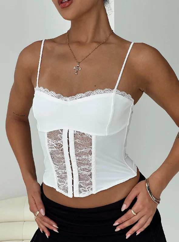 Women's Blouse with Shawl CollarColetto Corset Top White