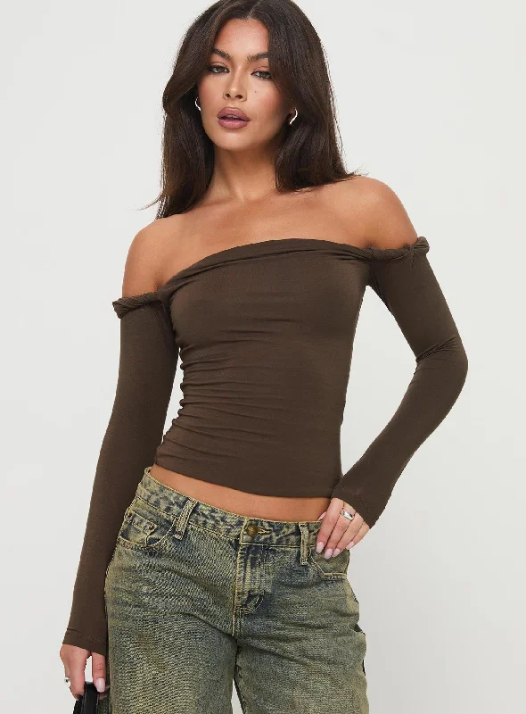 Women's Blouse with Notched CollarDusky Long Sleeve Top Khaki