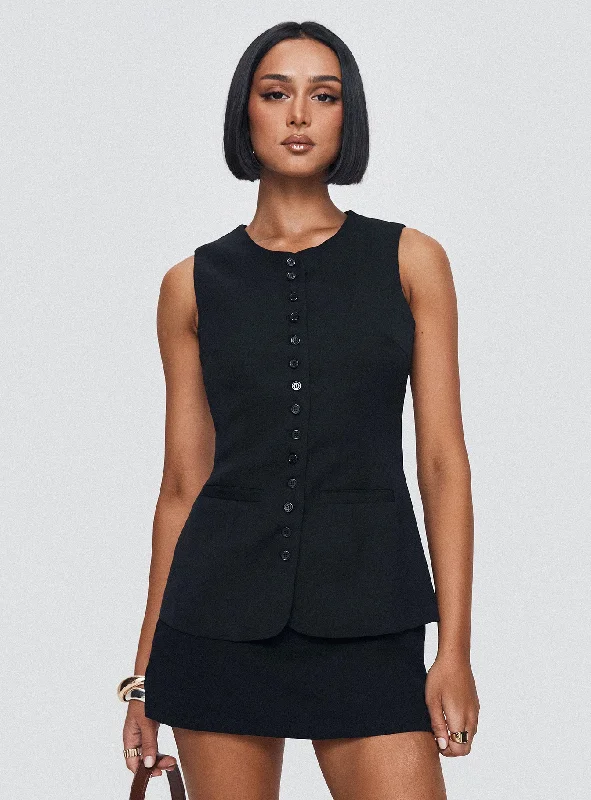 Women's Blouse with Keyhole CollarIslington Top Black