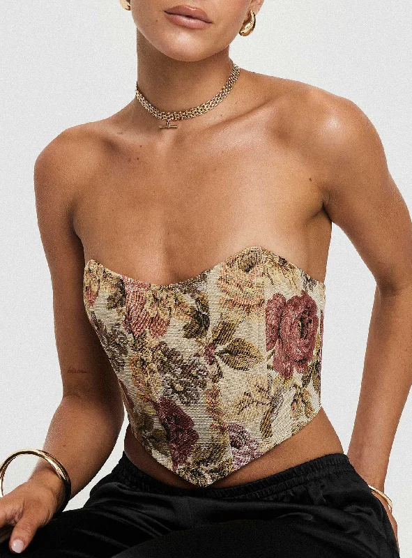 Women's Blouse with U-Shaped NeckWilsone Strapless Bustier Top Multi