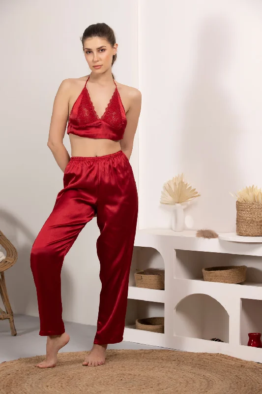 women's pajamas with a touch of elegance and sophisticationBralet, pj & Robe in Maroon