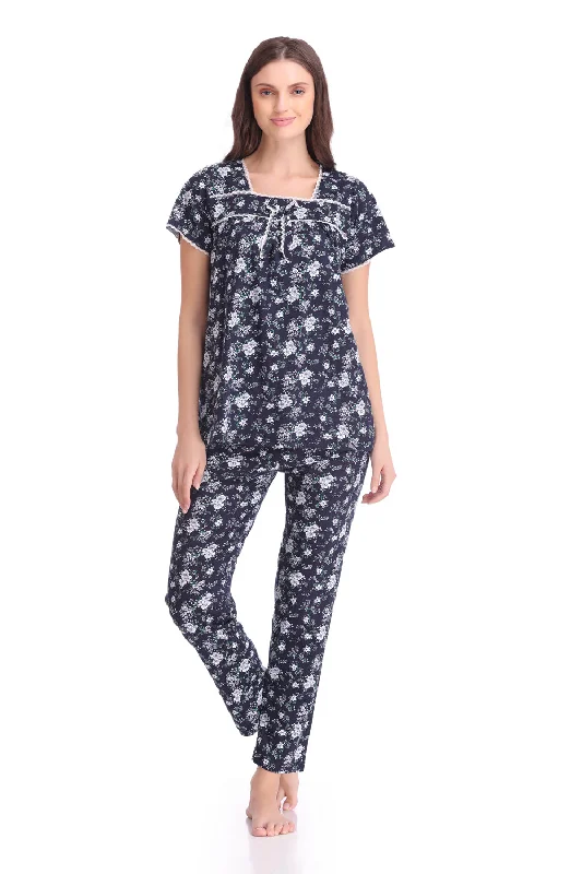 women's pajamas for cozy bedtime routinesPrinted Knit Cotton Night suit