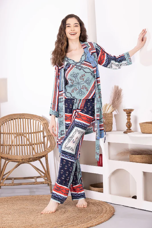 women's pajamas with built-in braPrinted Pj set with Long Robe