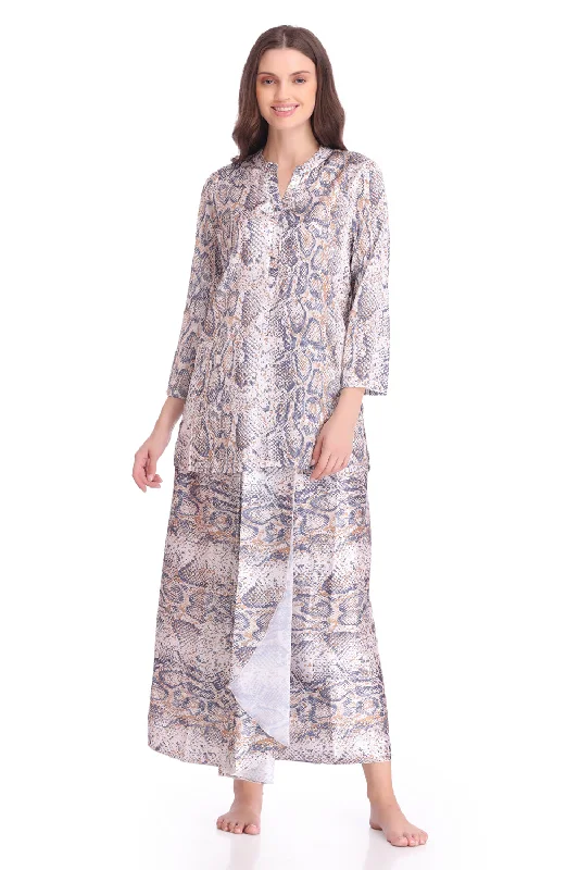 women's short sleeve pajama setsPrinted Satin Lungi Kurta