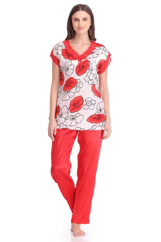 women's pajamas for those who value qualityPrinted Satin Night suit